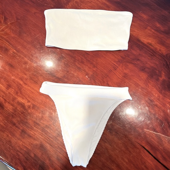 Other - White ribbed bikini / bandeau white bikini / LA Hearts bikini